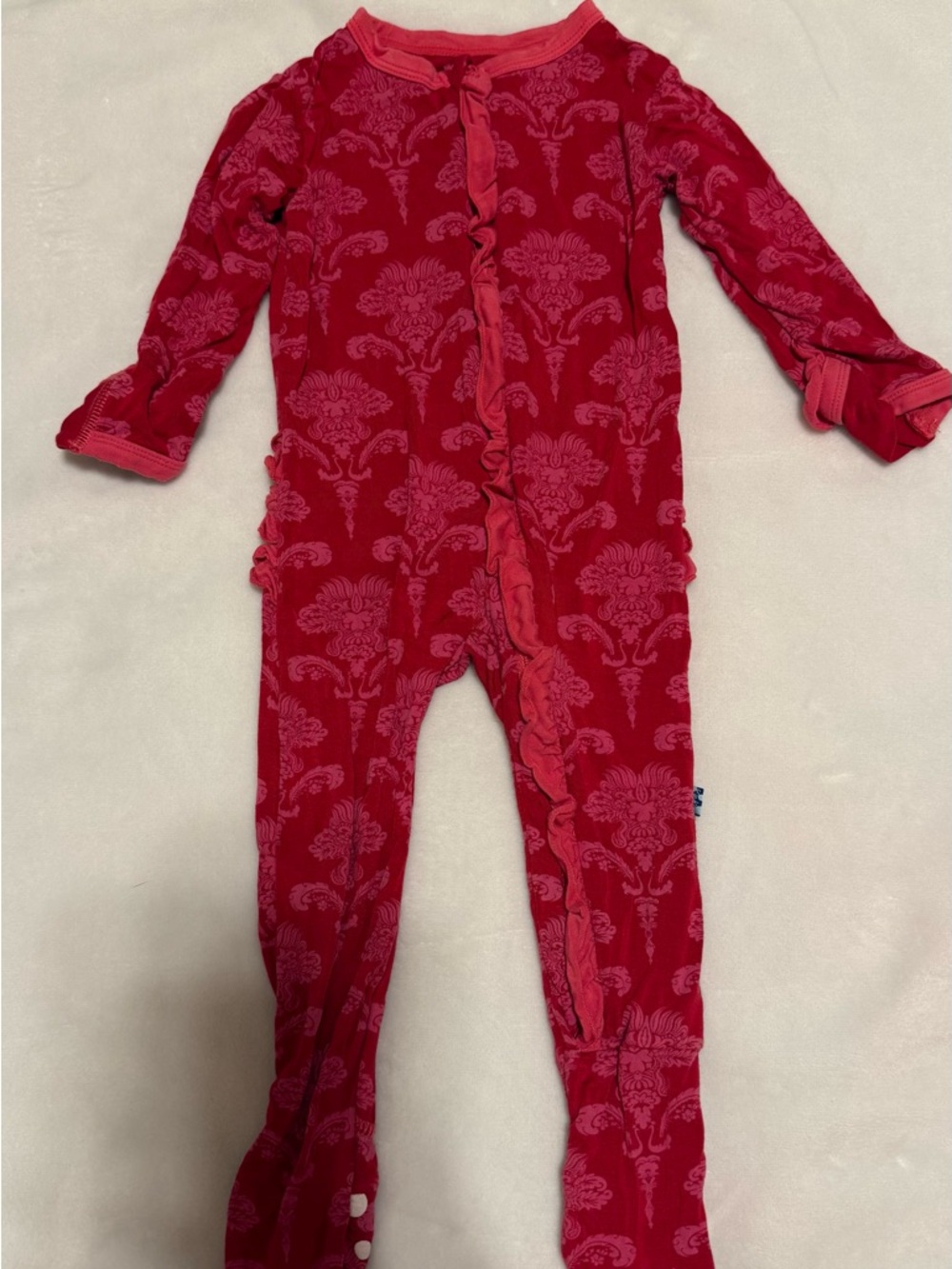 Kickee Pants Red Floral-Pattern Footed One-Piece